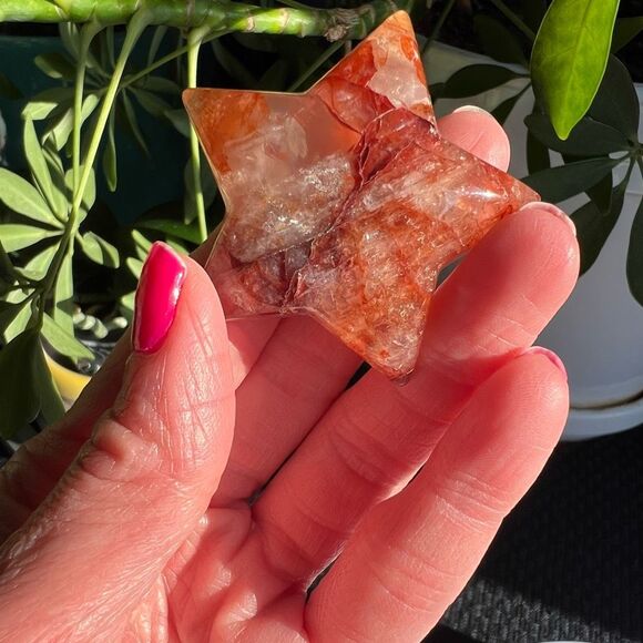 Fire Quartz Crystal Star Carving (5) - Picture 2 of 9